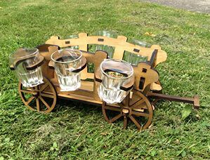 Wooden trolley with 6 glas